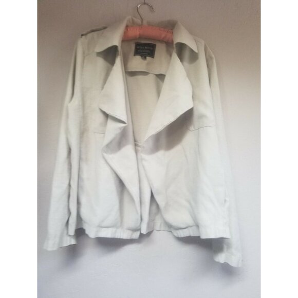 Lucky Brand Womens Open Front Blazer Draped Long Sleeve Jacket Medium White - Picture 1 of 9